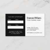 白黒のロゴカスタムアポイントメントアラーム 予約カード (正面)