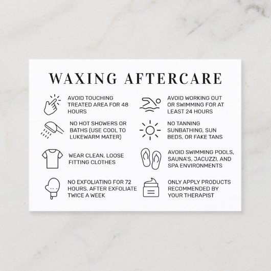 白黒のロゴカスタム付きアフターケアカード 名刺 (裏面)