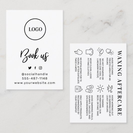 白黒のロゴカスタム付きアフターケアカード 名刺 (正面/裏面)