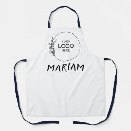 白黒のロゴ名スタイリッシュ エプロン