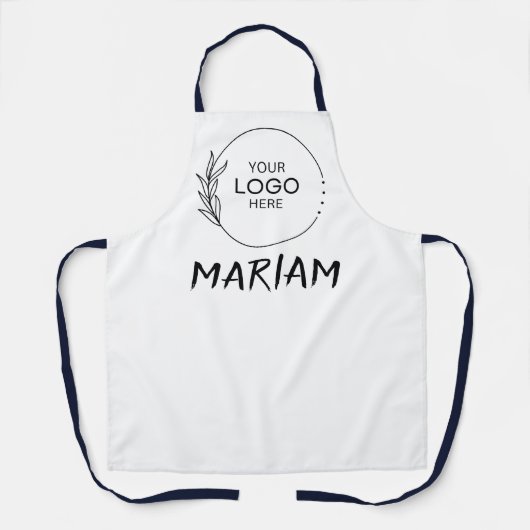 白黒のロゴ名スタイリッシュ エプロン (正面)