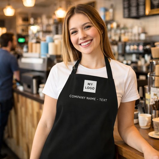 白黒のロゴ エプロン