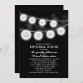 白黒のロマンチックな提灯のリハーサルディナー 招待状 (正面/裏面)