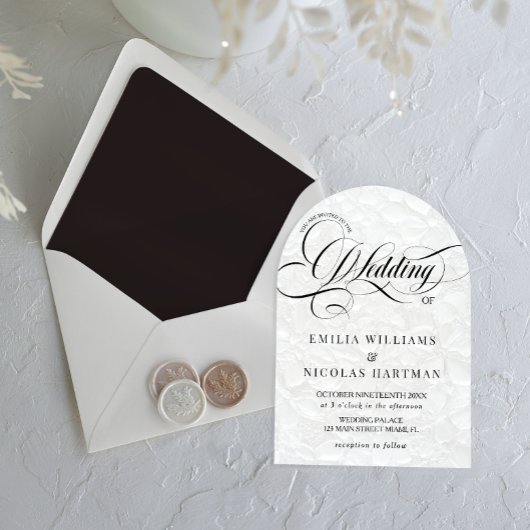 白黒のロマンチック結婚な 招待状