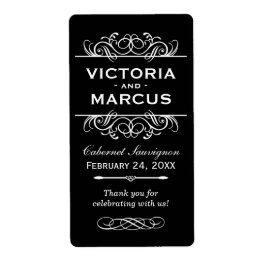 白黒のワイン結婚ボトルのお気に入り ラベル