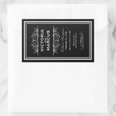 白黒のワイン結婚ボトルモノグラムのお願い 長方形シール (バッグ)