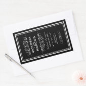 白黒のワイン結婚ボトルモノグラムのお願い 長方形シール (封筒)