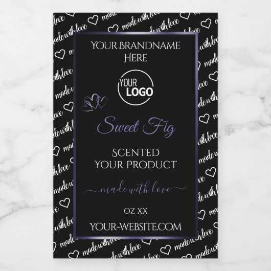 白黒のワードアートブルー製品ラベルのロゴ フードラベル (シングルラベル)