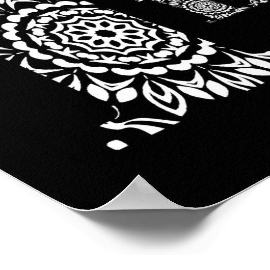 白黒のワードアートレースのようの愛パターン(の模様が)ある愛 ポスター (角)