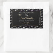 白黒のワードアート製品ラベルのロゴ金ゴールド 長方形シール (バッグ)