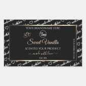 白黒のワードアート製品ラベルのロゴ金ゴールド 長方形シール (正面)