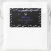 白黒のワードクラウドブルー製品ラベルロゴ 長方形シール (バッグ)