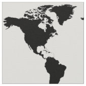 白黒のワールドマップパターン ファブリック (クローズアップ)