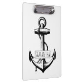 白黒のヴィンテージいかりと名前航海の クリップボード (右)