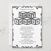 白黒のヴィンテージがベビーシャワーを遮る 招待状 (正面)