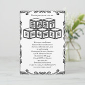 白黒のヴィンテージがベビーシャワーを遮る 招待状 (スタンド正面)