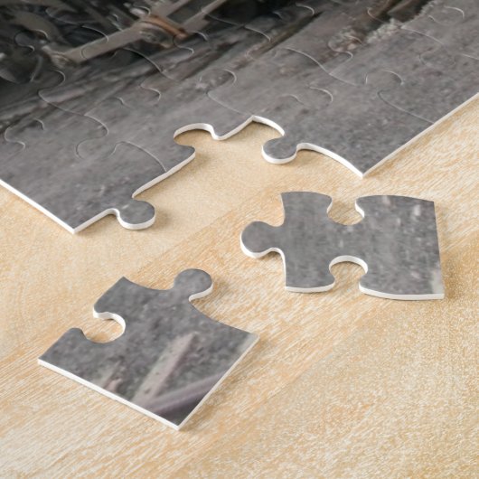 白黒のヴィンテージの列車の蒸気機関 ジグソーパズル (側面)