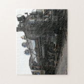 白黒のヴィンテージの列車の蒸気機関 ジグソーパズル (縦)