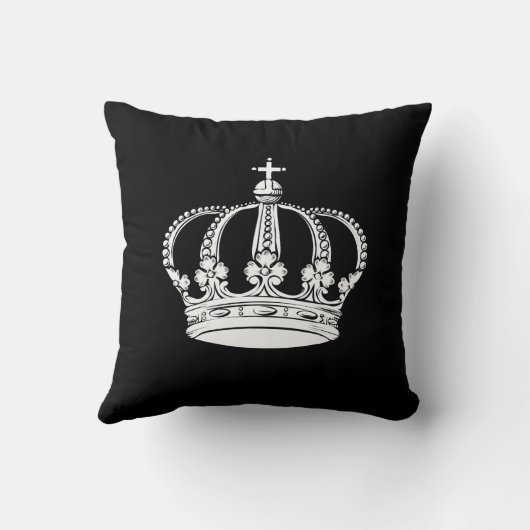 白黒のヴィンテージの王冠 クッション (裏面)