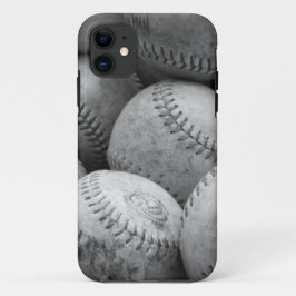 白黒のヴィンテージの野球 iPhone 11 ケース