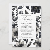 白黒のヴィンテージエレガントが全部結婚の 招待状 (正面)