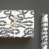 白黒のヴィンテージスネークパターン ラッピングペーパーシート