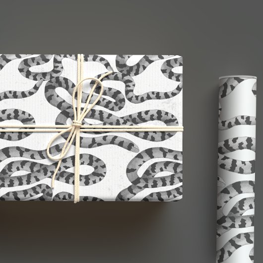 白黒のヴィンテージスネークパターン ラッピングペーパーシート