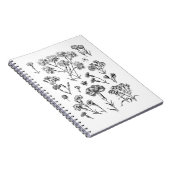 白黒のヴィンテージタトゥーフラワー ノートブック (右側)