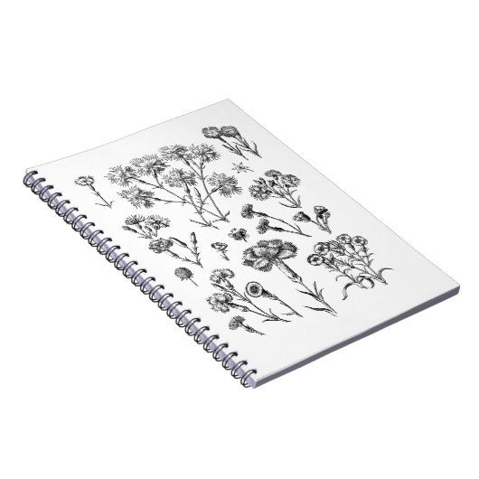 白黒のヴィンテージタトゥーフラワー ノートブック (右側)
