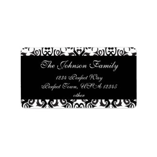 白黒のヴィンテージダマスクラベル ラベル