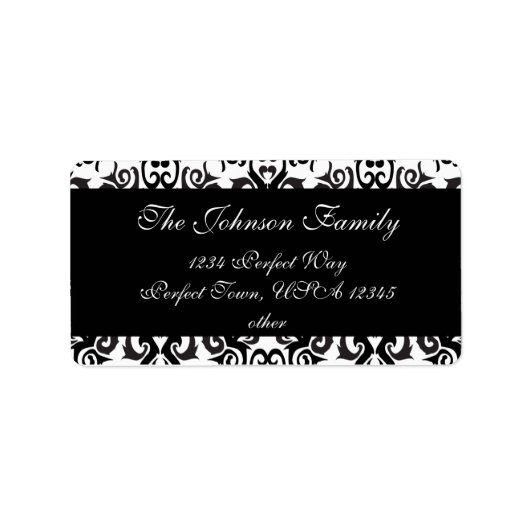 白黒のヴィンテージダマスクラベル ラベル (正面)