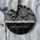 白黒のヴィンテージ華美フローラレースパターン 缶バッジ (インサイチュ)