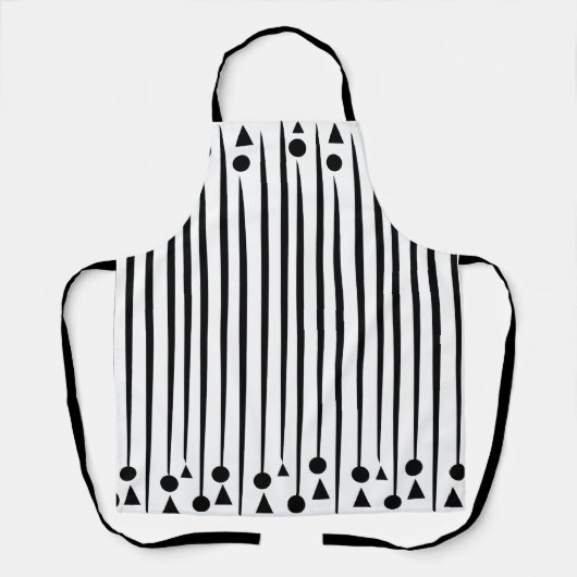 白黒の三角形の三角形パターストライプン エプロン (正面)