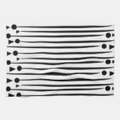 白黒の三角形の三角形パターストライプン キッチンタオル (横)