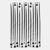 白黒の三角形の三角形パターストライプン キッチンタオル (縦)