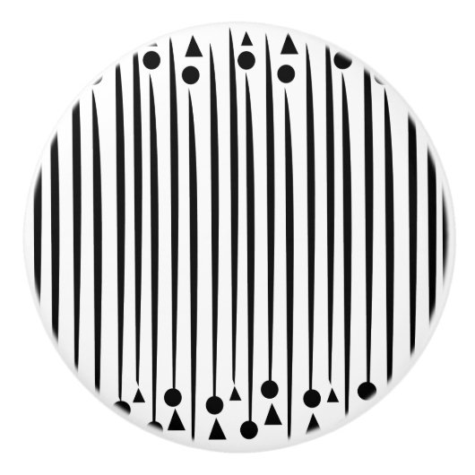 白黒の三角形の三角形パターストライプン セラミックノブ (正面)