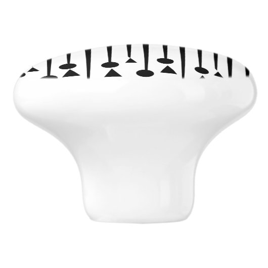 白黒の三角形の三角形パターストライプン セラミックノブ (側面)