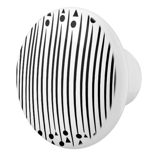 白黒の三角形の三角形パターストライプン セラミックノブ (右)