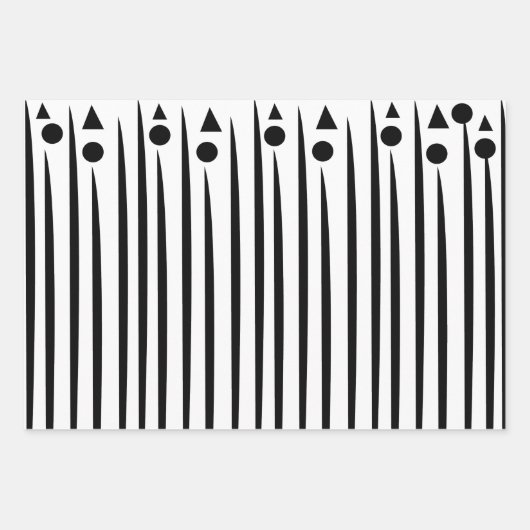 白黒の三角形の三角形パターストライプン ラッピングペーパーシート (正面2)