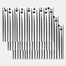 白黒の三角形の三角形パターストライプン ラッピングペーパーシート