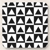 白黒の三角形の幾何形状パターン コースター (正面)