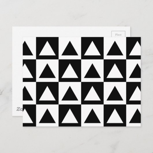 白黒の三角形の幾何形状パターン ポストカード (正面/裏面)