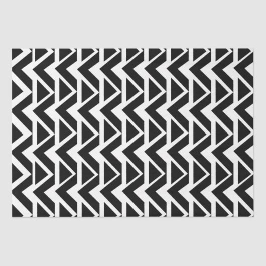 白黒の三角形シェブロンストライプ 薄葉紙 (正面)