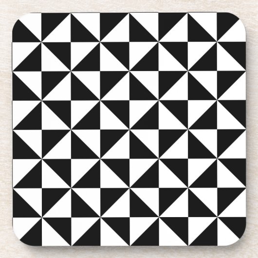 白黒の三角形パターン コースター (正面)
