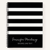 白黒の上品なストライプ ノートブック (正面)