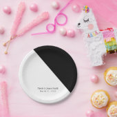 白黒の上品な三角形の結婚披露宴 ペーパープレート (パーティー)