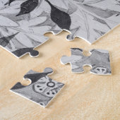 白黒の不可能なフローラつる植物 ジグソーパズル (側面)