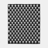 白黒の不気味なスカルパターンハロウィーン フリースブランケット (正面)