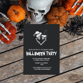 白黒の不気味なハロウィン 招待状