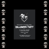 白黒の不気味なハロウィン 招待状